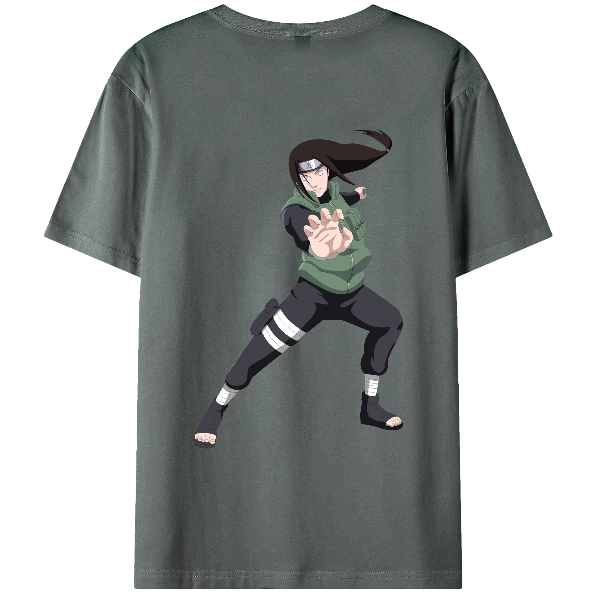 （画像用） NARUTO -ナルト- 日向ネジ Hyūga Neji 綿100％ メンズ半袖Tシャツ（バックプリント） 通気性